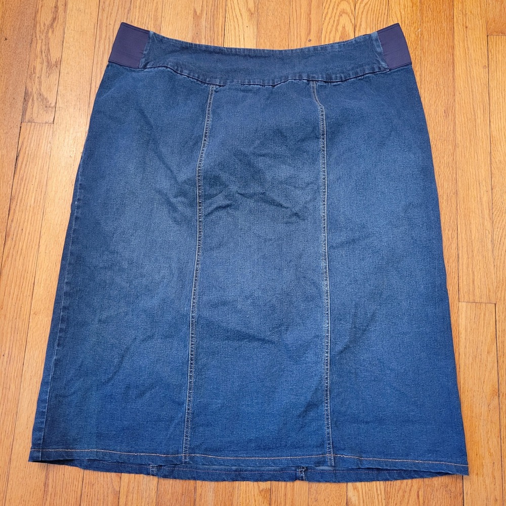 Woman Within Denim Skirt 20W‎ Plus Size Blue Jean Pull On Modest Western Stretch